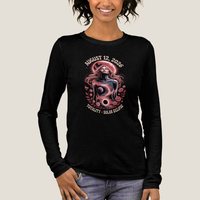 Total Solar Eclipse Aug 12 2026 Long Sleeve Tri-Blend Shirt (Front)