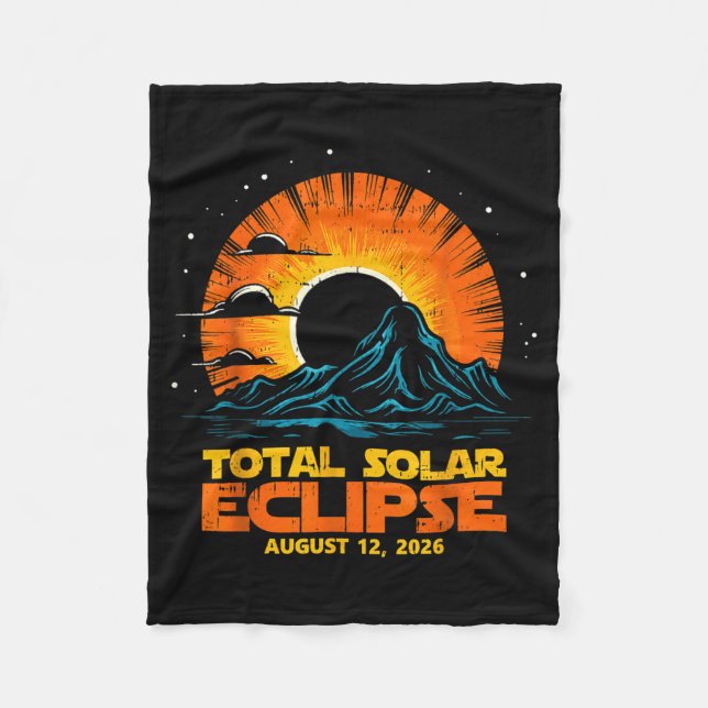 Total Solar Eclipse August 12 2026 Artwork Fleece Blanket (Front)