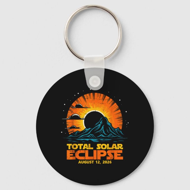 Total Solar Eclipse August 12 2026 Artwork Key Ring (Front)