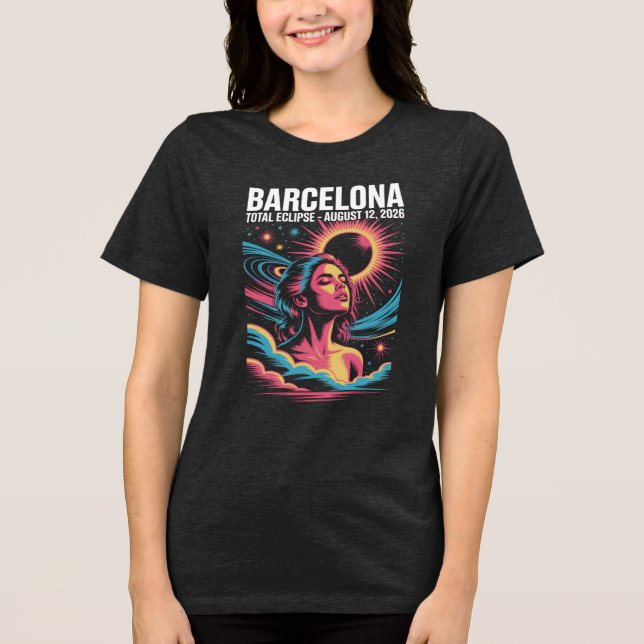Total Solar Eclipse August 12,2026 Barcelona  Tri-Blend Shirt (Front)