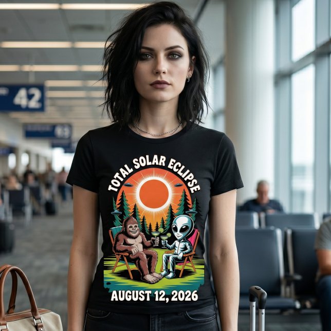 Total Solar Eclipse August 12,2026 Bigfoot Alien  Tri-Blend Shirt (Creator Uploaded)