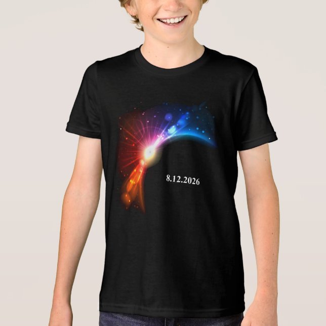total solar eclipse August 12, 2026 black rainbow Tri-Blend Shirt (Front)