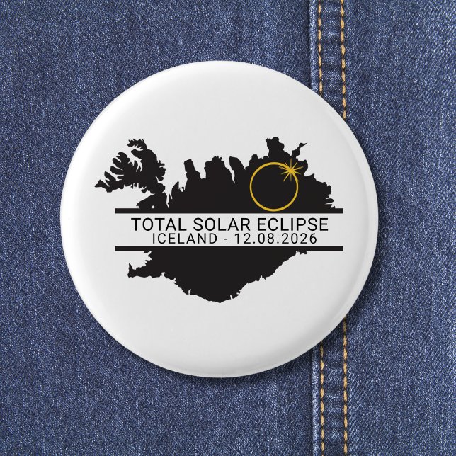 Total Solar Eclipse August 12 2026 – Iceland 3 Cm Round Badge (Edit text via template if you wish to make changes)