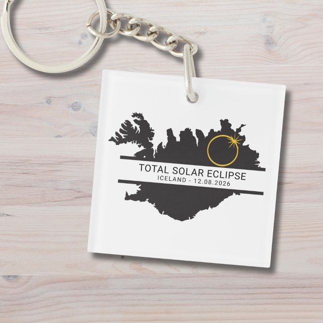 Total Solar Eclipse August 12 2026 – Iceland Key Ring (Edit text via template if you wish to make changes.  Matching items available )