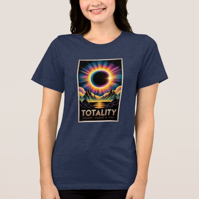 Total Solar Eclipse August 12,2026 Spain Iceland  Tri-Blend Shirt (Front)