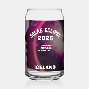 Total solar eclipse August 2026 text personalised Can Glass