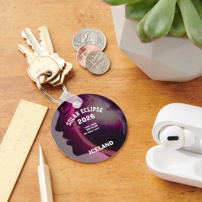 Total solar eclipse August 2026 text personalised Key Ring (Desk)