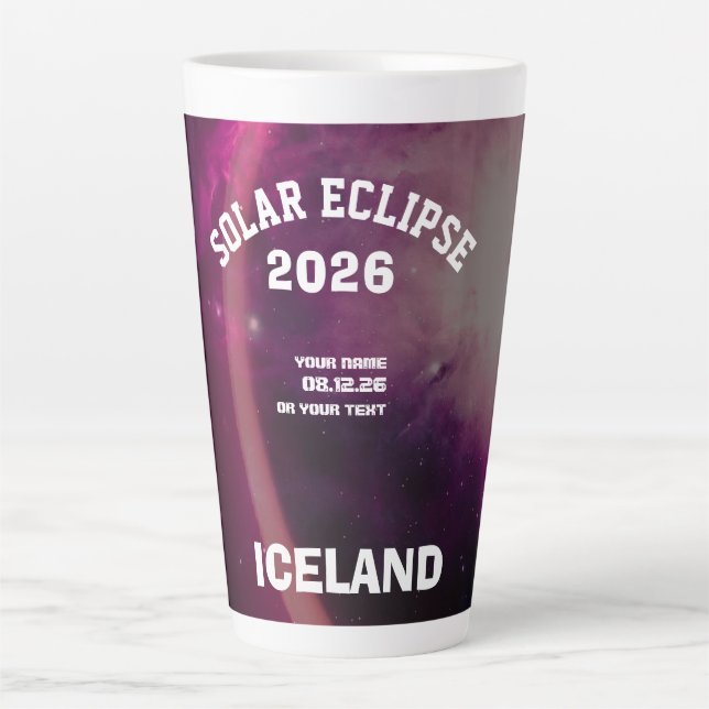 Total solar eclipse August 2026 text personalised Latte Mug (Front)