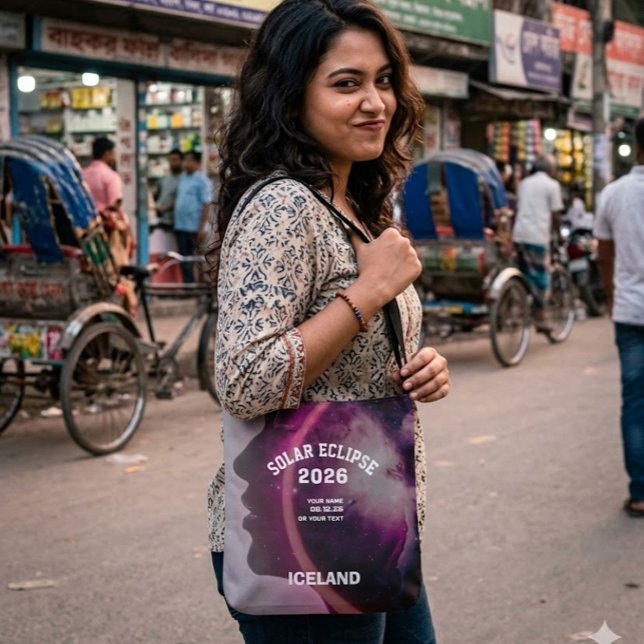 Total solar eclipse August 2026 text personalised Tote Bag (Creator Uploaded)