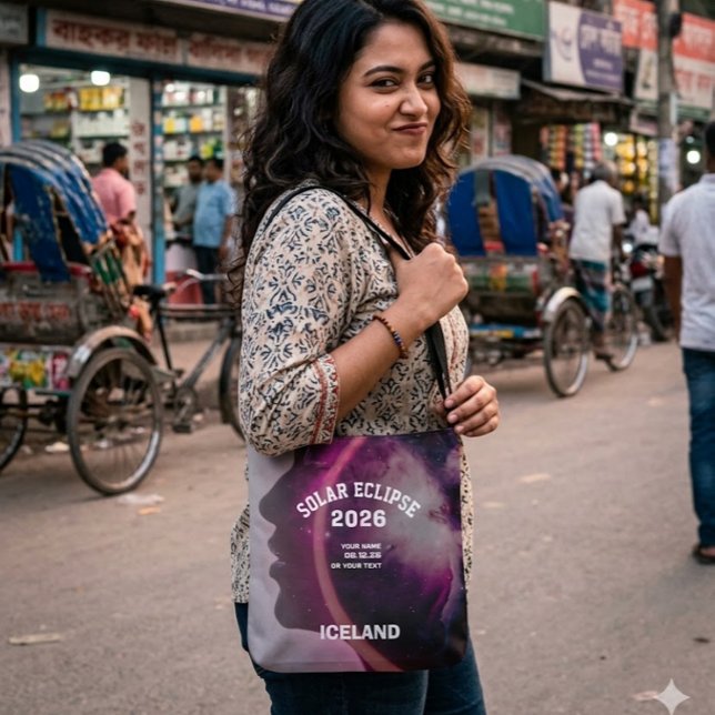 Total solar eclipse August 2026 text personalized Tote Bag (Creator Uploaded)