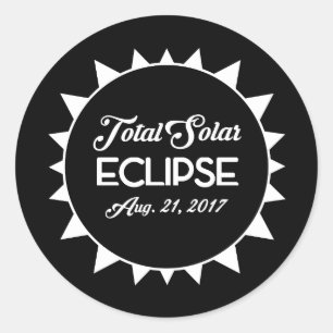 Total Solar Eclipse August 21 2017 Black and White Classic Round Sticker
