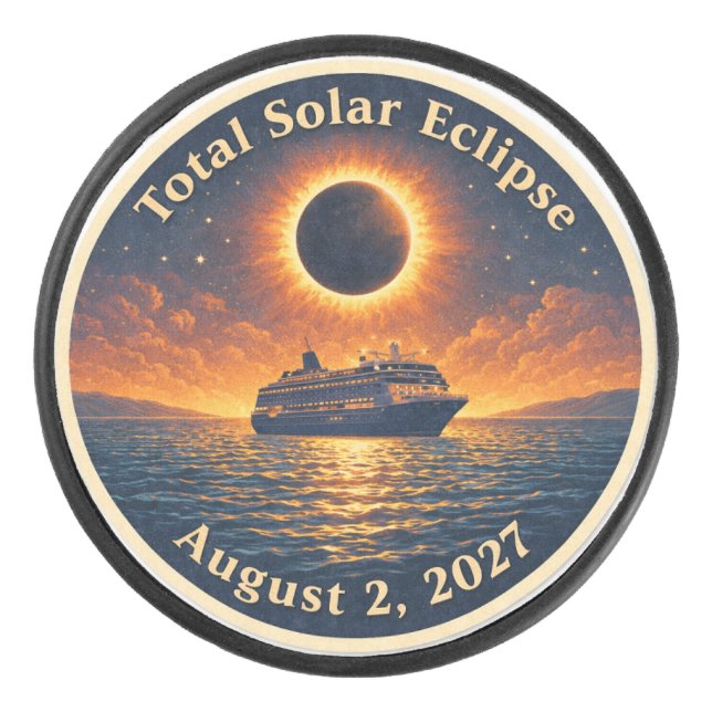 Total Solar Eclipse August 2 2027 cruise ship  Hockey Puck (Front)