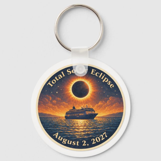 Total Solar Eclipse August 2 2027 cruise ship  Key Ring (Front)