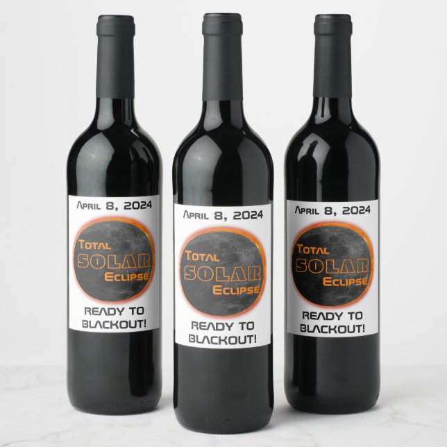 Total Solar Eclipse Blackout 2024 Wine Label (Bottles)