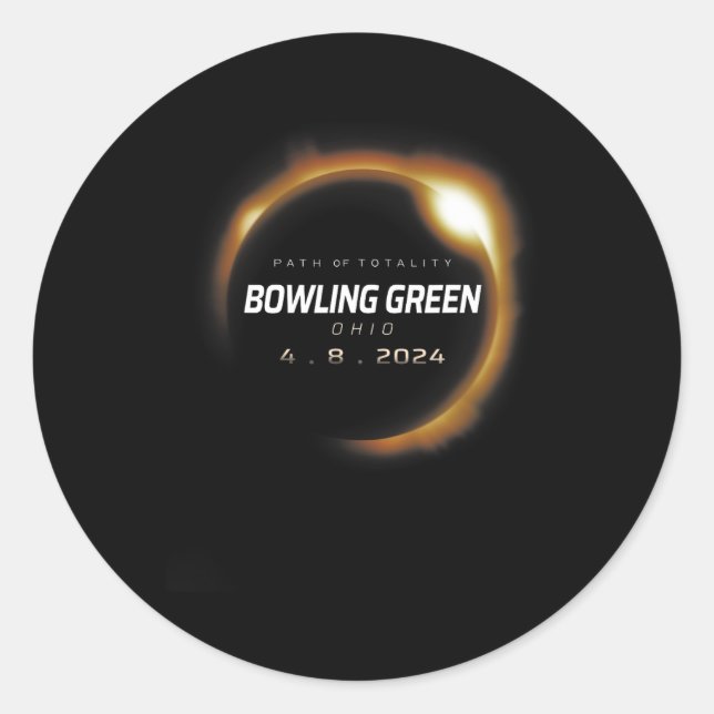Total Solar Eclipse Bowling Green Ohio April 8  Classic Round Sticker (Front)