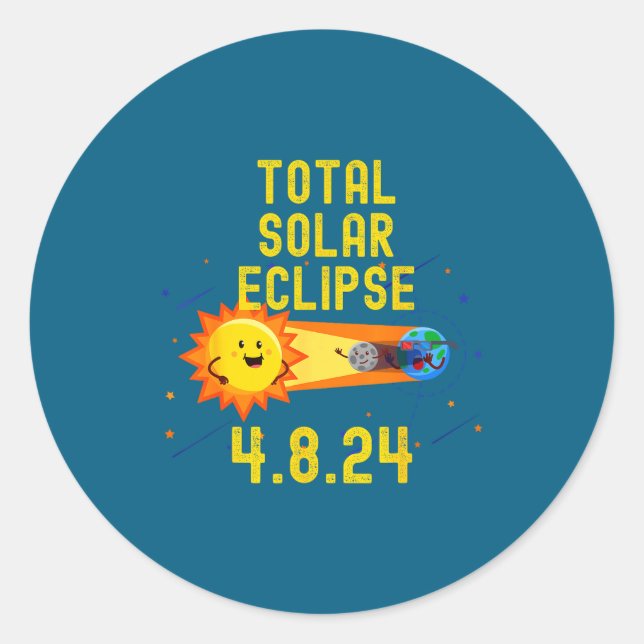 Total Solar Eclipse Cartoon Educational Classic Round Sticker (Front)