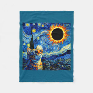 Total Solar Eclipse Cat August Fleece Blanket