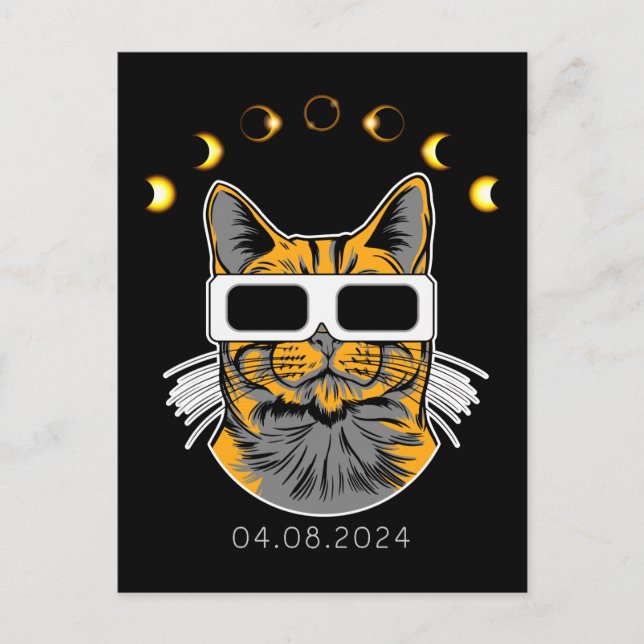 Total Solar Eclipse Cat Solar viewer 8 April 2024 Postcard (Front)