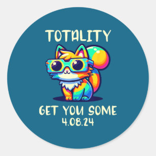 Total Solar Eclipse Cat Totality Classic Round Sticker