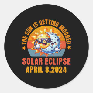 Total Solar Eclipse Chase 2024 Sun Is Getting Moon Classic Round Sticker