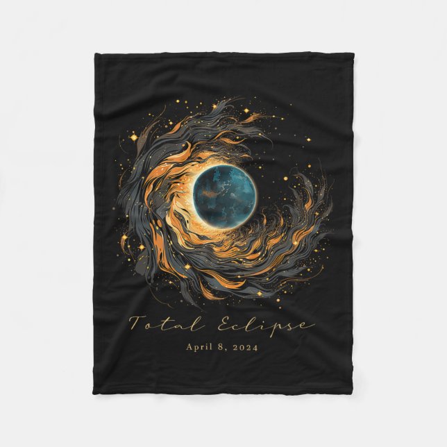 Total Solar Eclipse Chaser Fan Watching Shirt Apri Fleece Blanket (Front)