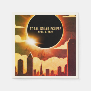 Total solar eclipse CITY April 8, 2024 sun moon Napkin