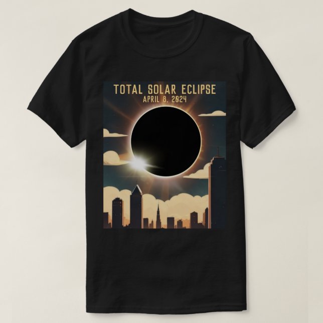 Total solar eclipse CITY April 8, 2024 sun moon  T-Shirt (Design Front)