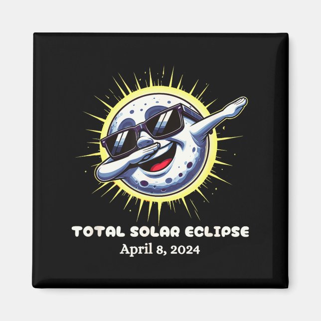 Total Solar Eclipse Dabbing Moon Illustration Magnet (Front)