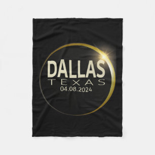 Total Solar Eclipse Dallas Texas April 8 2024 Ecli Fleece Blanket