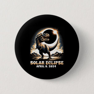 Total Solar Eclipse Dinosaur Dino T-rex April 8 20 6 Cm Round Badge