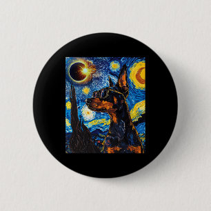 Total Solar Eclipse Doberman Dog  6 Cm Round Badge