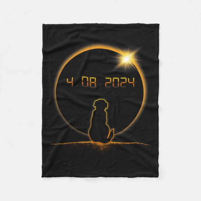 Total Solar Eclipse Dog  Fleece Blanket (Front)