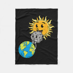 Total Solar Eclipse Earth Moon Sun Photobomb Lover Fleece Blanket