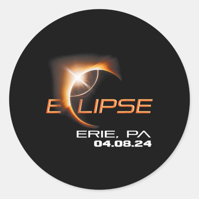 Total Solar Eclipse Erie Pennsylvania  Classic Round Sticker (Front)