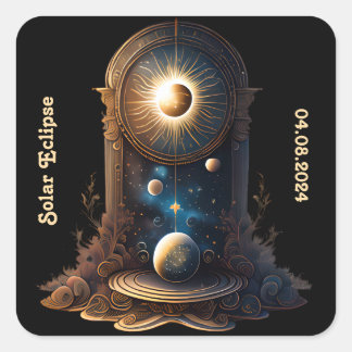 Total Solar Eclipse Esoteric Vintage Astrology Square Sticker