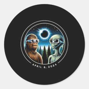 Total Solar Eclipse Fun Bigfoot Alien April Date Classic Round Sticker