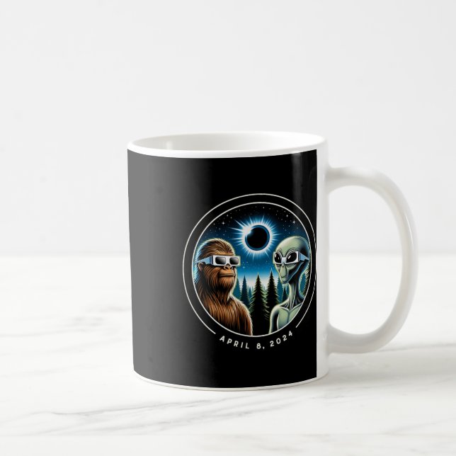 Total Solar Eclipse Funny Bigfoot Alien April Date Coffee Mug (Right)