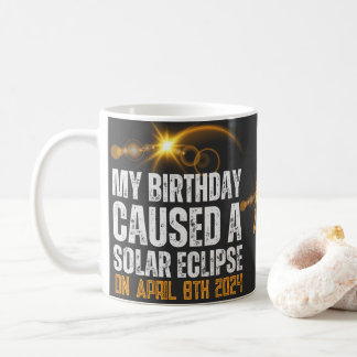 total solar eclipse funny birthday 4-8-2024 custom coffee mug