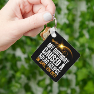 total solar eclipse funny birthday 4-8-2024 custom key ring