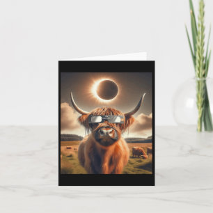 Total Solar Eclipse Highland Cow Wearing Sungles 1 Card