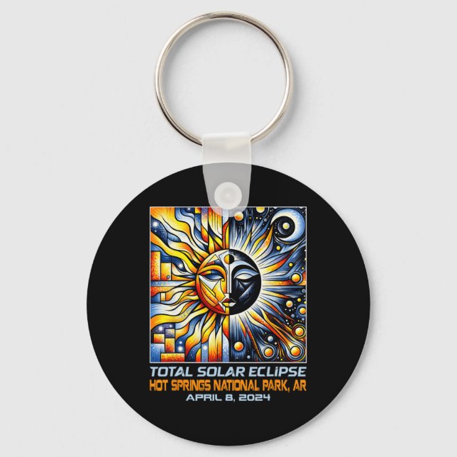 Total Solar Eclipse Hot Springs Ar Arkansas  Key Ring (Front)