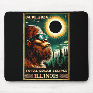 Total Solar Eclipse Illinois Bigfoot Illustration Mouse Pad