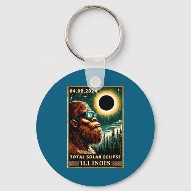 Total Solar Eclipse Illinois Bigfoot Key Ring (Front)