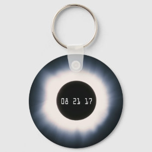 Total Solar Eclipse in Black and White Key Ring