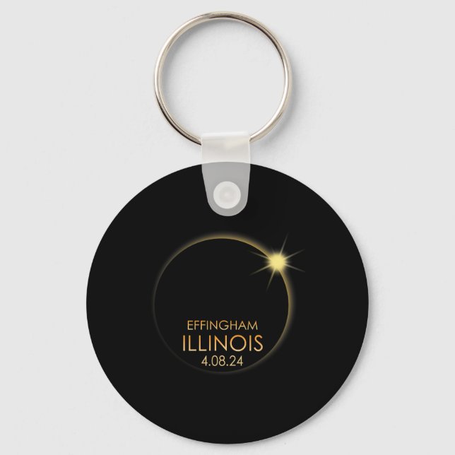Total Solar Eclipse In Effingham Illinois 2024 Tot Key Ring (Front)