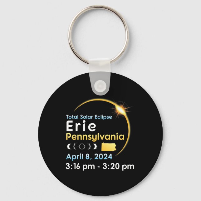 Total Solar Eclipse In Erie Pennsylvania On April  Key Ring (Front)