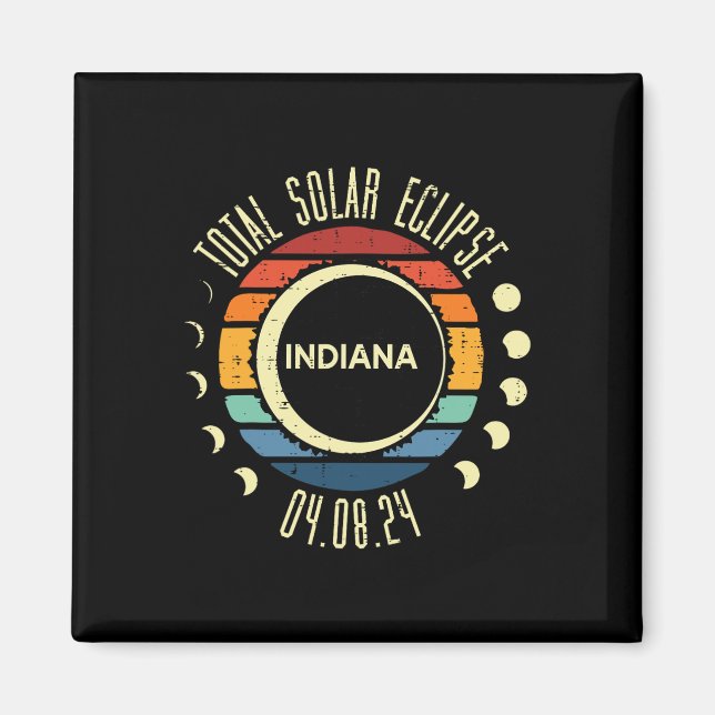 Total Solar Eclipse Indiana Retro 04.08.24 Men Wom Magnet (Front)