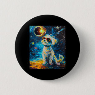 Total Solar Eclipse Maltese Dog  6 Cm Round Badge