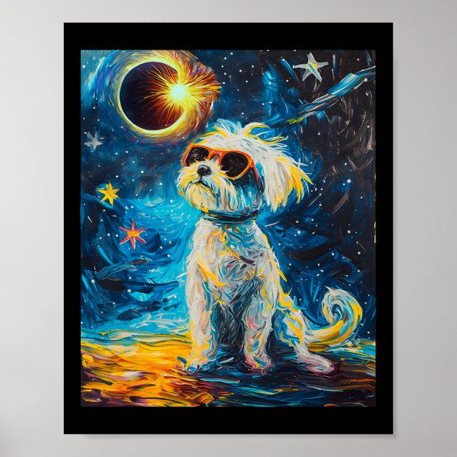 Total Solar Eclipse Maltese Dog  Poster (Front)