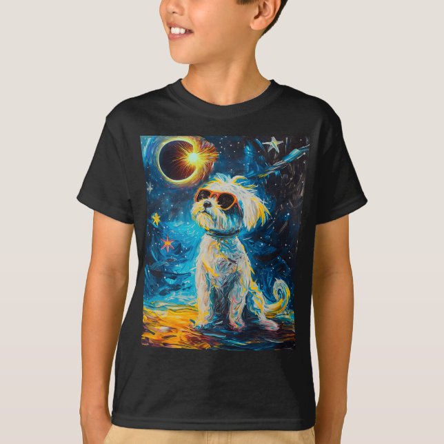 Total Solar Eclipse Maltese Dog  T-Shirt (Front)